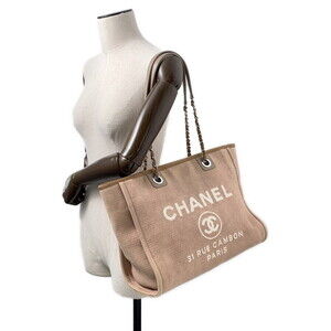 Chanel Deauville Tote Bag Logo Canvas